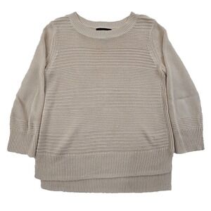 Tahari 100% Linen Lightweight Sweater Women's Medium Knit Dolman Sleeve Taupe